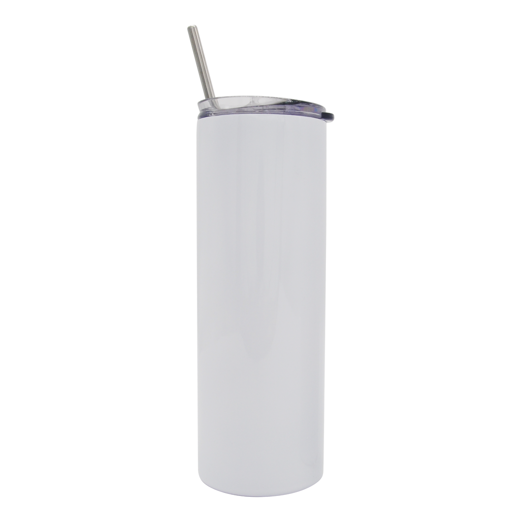 Sublimation Blank Straight White 20oz Stainless Steel Tumbler With Straw